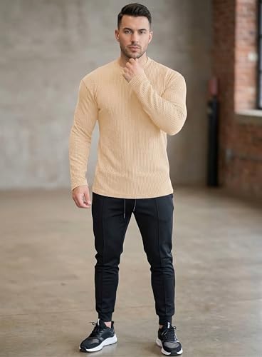 Image of Men's Polyester T-Shirt with Round Neck Long Sleeves Solid Pattern Regular Fit and Standard Length | Mans T Shirts for Casual
