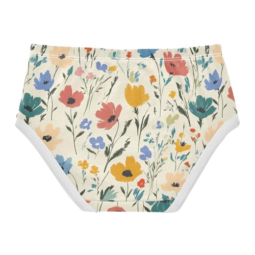 Wusikd Colorful Wildflowers Girls' Underwear Cotton Girls Briefs Soft Toddler Underwear 2T2