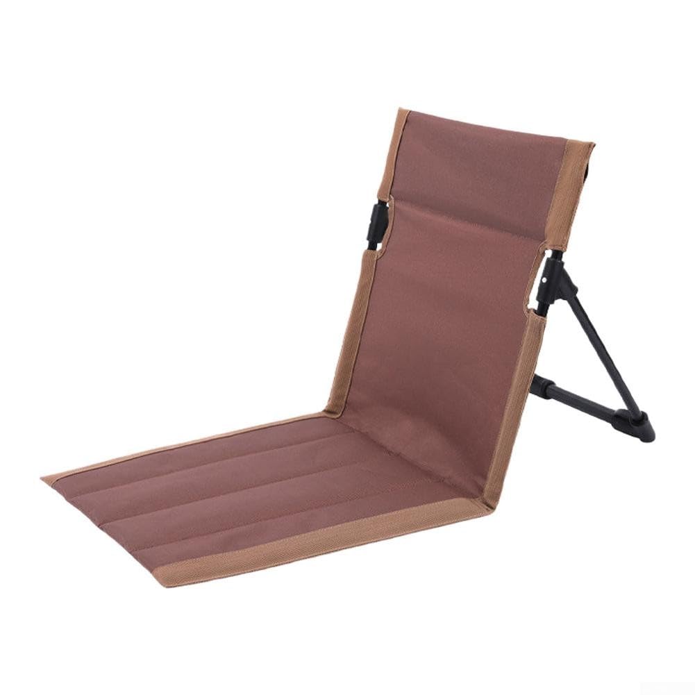 Chaise longue pliante en tissu Oxford marron avec dossier réglable