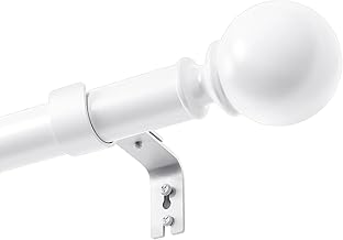 White Curtain Rods for Curtains and Accessories Curtain Rod with Round Finials Brackets and Accessories for Bedroom Dining Living Room White 84-176CM