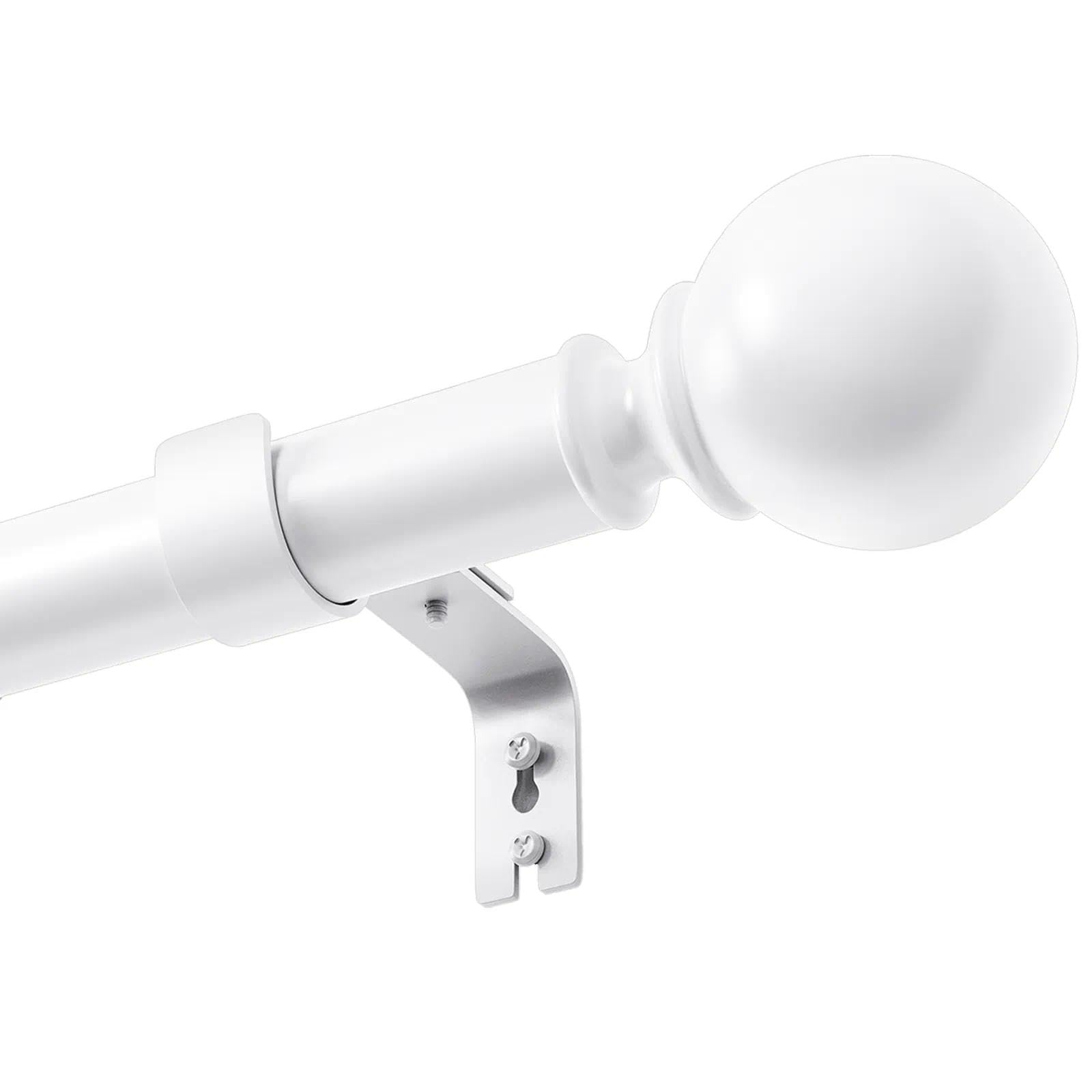 Curtain Rod Curtain Poles For Eyelet Curtains Curtain Poles White Curtain Pole Includes Round Finials Rings Brackets And Fittings Set For Bedroom Dining Room Living Room Or Kitchen White 84-143CM