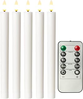 goobay Set di 5 candele a LED in vera cera, colore bianco, con telecomando, funzione...