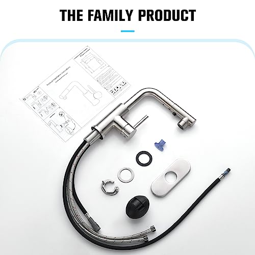 Crea 101413BN Kitchen Faucets With Pull Out Sprayer, Bathroom Sink Faucets Mini Bar Prep Faucet Single Handle 3 Hole Kitchen Farmhouse Utility Faucet Outdoor Laundry thumb #7