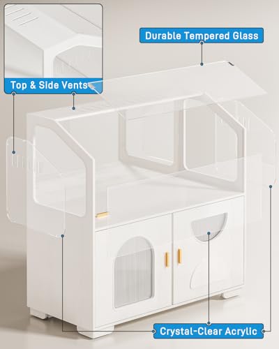 Image of BUCATSTATE Hamster Cage with Storage Cabinet, 39.4 inch Large Hamster Enclosure with Cage Casters, Wooden Small Animal Cages for Gerbil Mouse (774in, Classic White)
