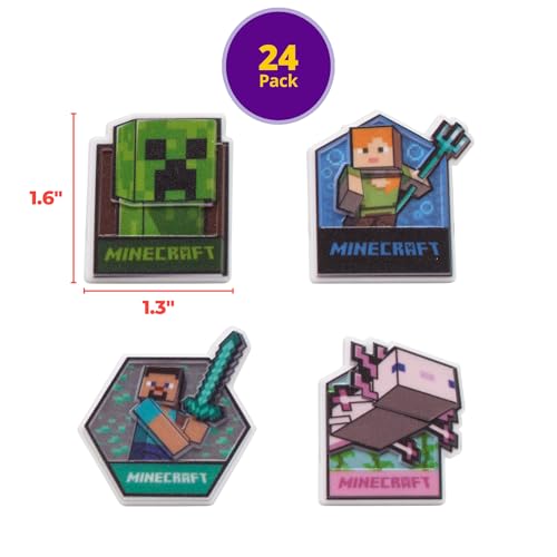 DecoPac Minecraft Lush Finds Rings, Cupcake Decorations Featuring Creeper, Alex, Steve and Axolotl! Multicolored 3D Food Safe Cake Toppers – 24 Pack by DecoPac - Image 4