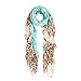 Premium Spot Leopard Multi Tone Animal Print Scarf, Light Blue