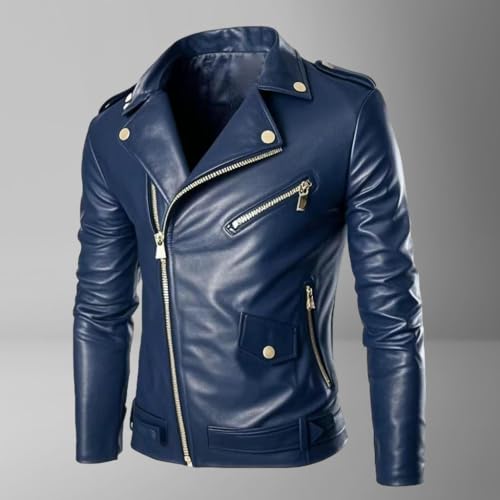 Chaqueta biker de cuero sintético PU para hombre miniatura 3
