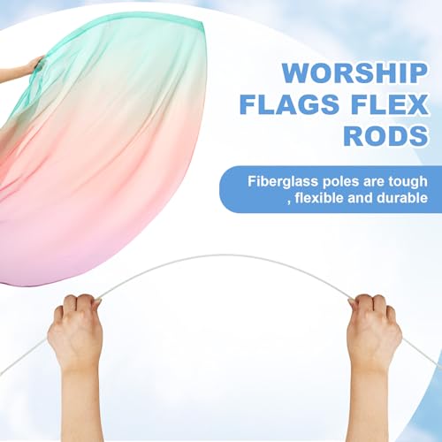 Jetec 16 hastes flexíveis para bandeiras de adoração, varas flexíveis perfeitas para louvor e louvor