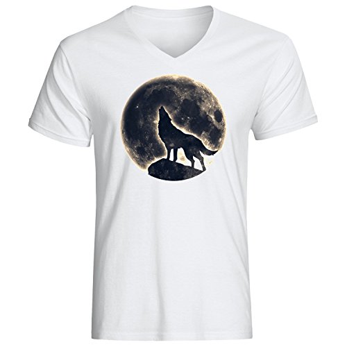 Night earth wolf Men's Vneck - Camiseta mediana