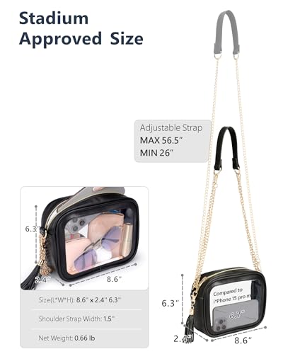 Image of PACKISM Clear Bag for Stadium Events - Clear Purses for Women Transparent Crossbody Messenger Bag for Concerts Game Day