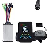 Wzxksoac Pantalla LCD NFC para Bicicleta Eléctrica, Patinete Eléctrico, Velocímetro A Color NFC, 24 V/36 V/48 V/60 V, Controlador UART + 36 V/48 V, 350 W, 6 Pines