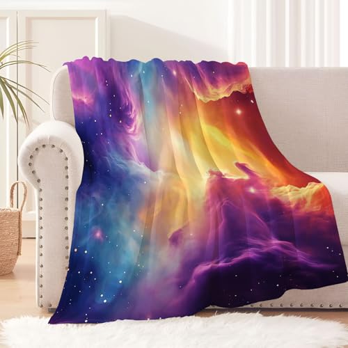 Plaid polaire univers nébuleuse grand format drap de lit chaud double