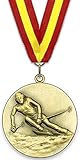 Emblemarket - Medalla de Metal Personalizable - Esquí Femenino - Color Oro - 6,4cm - Incluida Cinta de tu Elección