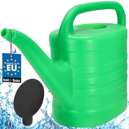 KOTARBAU Regadera de plástico Resistente 10 l, Regadera Ovalada con Cabezal Efecto Lluvia, Accesorio de jardinería para...