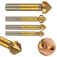 XCRPRT Kegelsenker Set aus HSS Stahl, Profi Senkbohrer Set, Kegelsenker Bohrer Senker Holz Satz, 90° Titanium Beschichtet Senker Entgrater