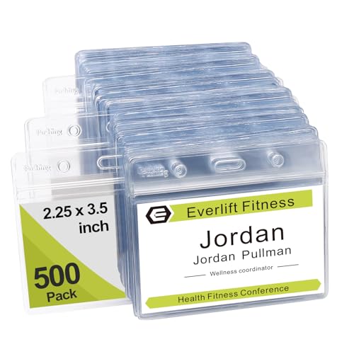 Fushing 500 Pcs Clear Plastic Horizontal Name Tag Badge ID Card Holders by Fushing - Used condition - US$31.68