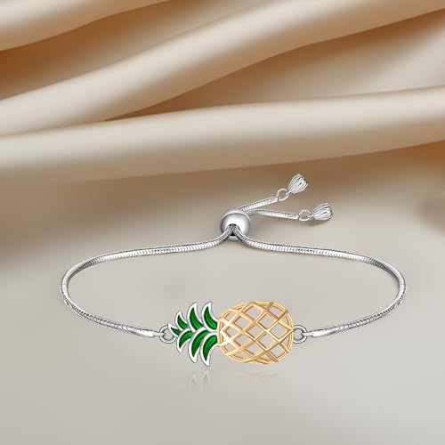 Pineapple Bracelet for Women Sterling Silver Pineapple Bracelets Upside Down Yellow Pineapples Jewelry Summer Valentines Gifts4