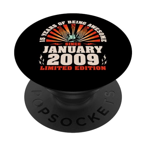 15 Cumpleaños 15 Años Guitarrista Nacido En Enero 2009 PopSockets PopGrip Intercambiable