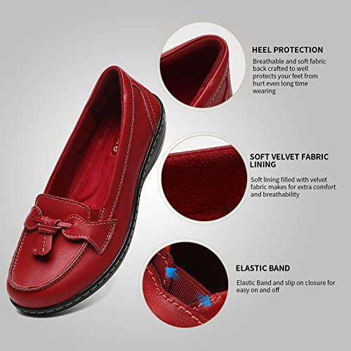 Artisure Women's Classic Red Genuine Leather Penny Loafers Fashion Tassel Boat Shoes Comfort Driving Moccasins Casual Slip On Walking Flats 10 M Us 1003-Hon100 #TOP3