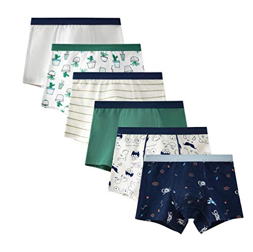 Oliked Jungen - Calzoncillos tipo bóxer para niños, de algodón suave (paquete de 6 unidades) 6 unidades. XXXL Cover