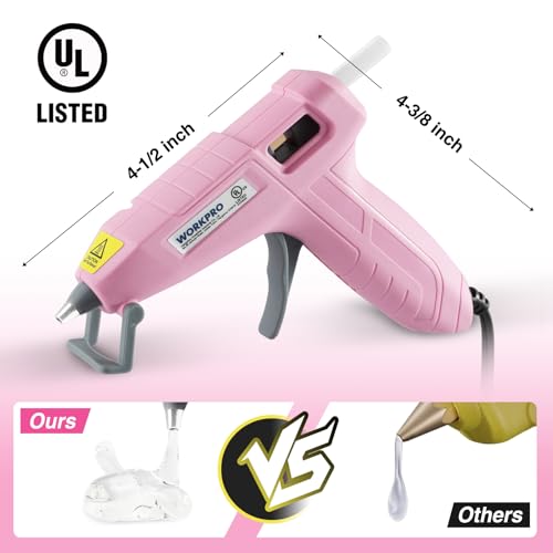 WORKPRO Mini Hot Glue Gun with 20 Pcs Hot Glue Sticks, Glue Gun Kit for Decorations, Arts, Crafts, School DIY Projects and Home Repairs- Pink Ribbon - Image 4