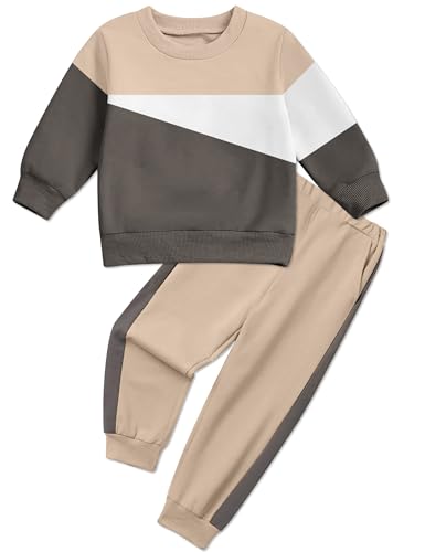 Image of Toddler Boy Clothes Long Sleeve Hoodie Sweatsuits Tops and Pants 2Pcs Boys Fall Winter Outfits Set