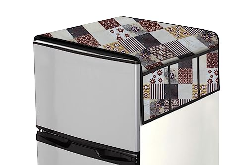 Image of Stylista Refridgerator top Cover Suitable for Samsung RT28C3452CU /HL, 236 Liter Fridge, Dimension (WXD) 65x111 CM, Compass Pattern Grey