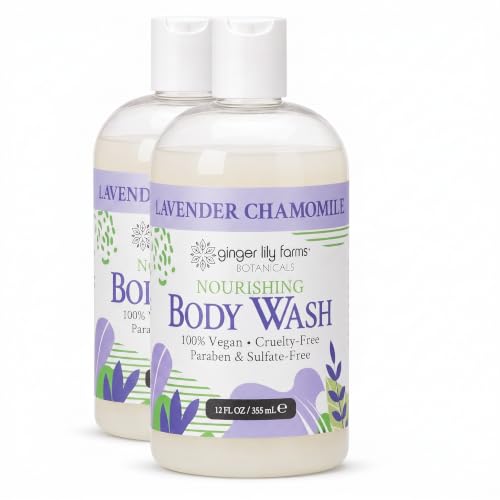 Ginger Lily Farms Botanicals Nourishing Body Wash, 100% Vegan &amp; Cruelty-Free, Lavender Chamomile Scent, 12 Fl Oz (Pack of 2)