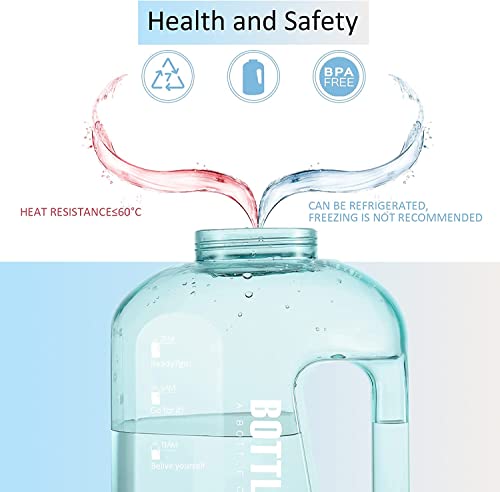 Image of 2.5 Liter Motivational Sports Gym Bottle Daily Water Intake With Time Markings Bpa-Free. Leak Proof For Adults For Gym, Travel And Office (Green+Purple) - Plastic