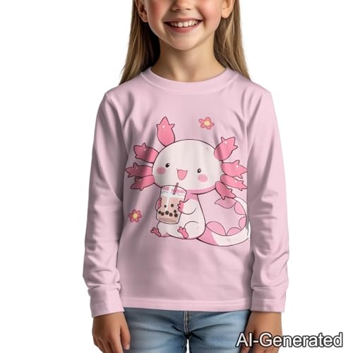 Image of Renewold Boys Girls Tees Kids T-Shirt Long Sleeve Crewneck T Shirts Casual Athletic Tops Clothing for Home School Travel