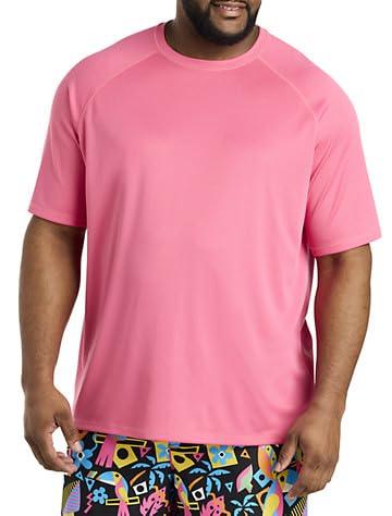 Harbor Bay by DXL Men's Big and Tall Swim Rash Guard T-Shirt Hot Pink 2XLT