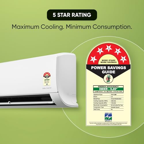 Image of LG 1 Ton 5 Star AI Dual Inverter Split Ac (Copper, Super Convertible 6-In-1 Cooling, 4 Way Swing, HD Filter with Anti-Virus Protection, TS-Q14ENZE, White)