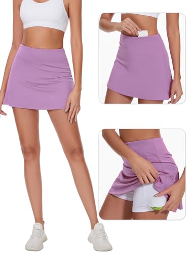 Image of Ibeauti Womens Back Pleated Athletic Tennis Skorts Golf Skirts with 3 Pockets Mesh Shorts for Running Active Workout
