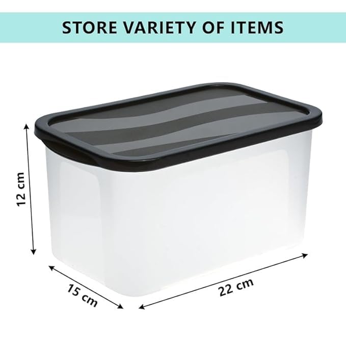 Image of SR Plastic Airtight Storage Container for Kitchen, Pantry and Home Organization | Multipurpose Stackable Refrigerator Organizer for Snacks, Fruits, Bread and Cosmetics (Set of 3-Transparent)