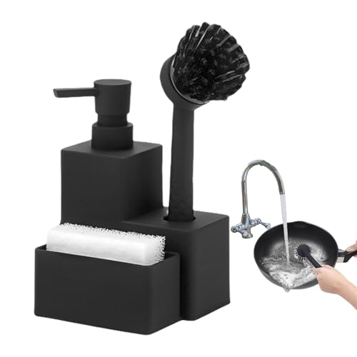 Dispensador De Jabón para Platos con Soporte para Esponja - Organizador De Esponja Y Cepillo para Fregadero De Cocina - Organizador Antideslizante con Drenaje para Baño Y Inodoro