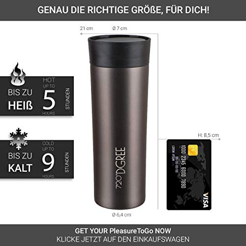 720°DGREE Termo Café para Llevar “PleasureToGo“ – 450ml - Taza térmica para Café y Té Caliente - Acero Inoxidable, Doble… - Imagen 5