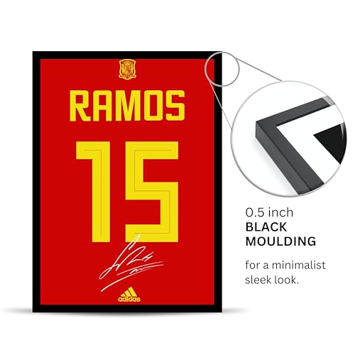 Image of POSTERNET Football Jersey Frame Wall Art | Inspired Red No.15 Football Poster with Black Frame | Sports Room Decor for Bedroom, Living Room, Office | Premium Printed Wall Hanging Frame 8.3 x 11.7 Inch