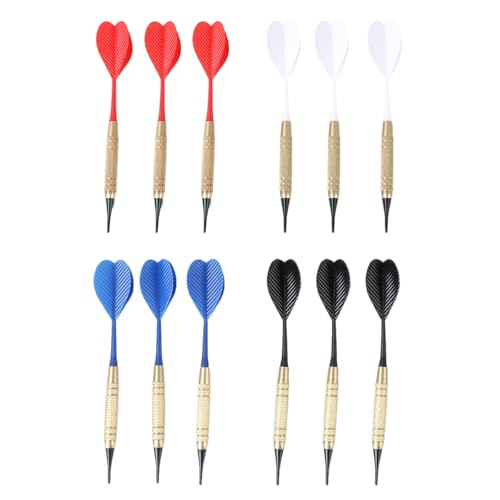 DECHOUS Juego de 12 Cabezas de Dardos Electrónicos de Metal Portátiles y Equilibrados para Jugadores Casuales en Interiores y Deportes Color Aleatorio