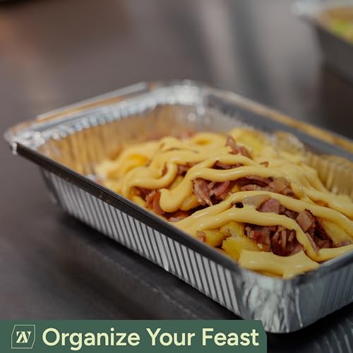 Zuvo 50 Large Aluminium Disposable Reusable Foil Food Container with Lids, 60...