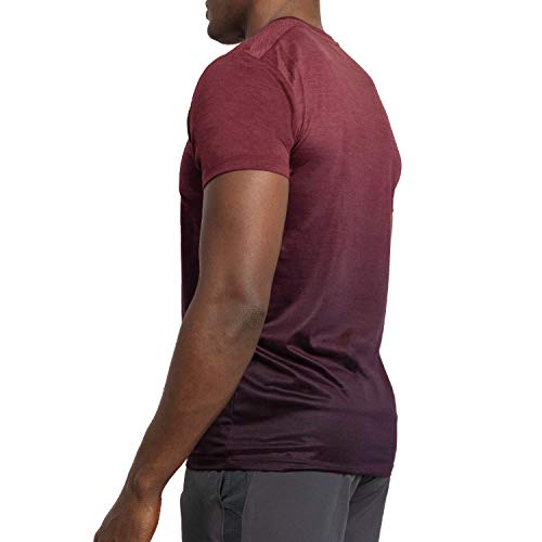 Alive Men's Tee Shirt Active Quick Dry Workout Short Sleeve Shirts Crew Neck (Large, Sonoma Red Heather/Deep Mullberry Dip) - Thumbnail 4