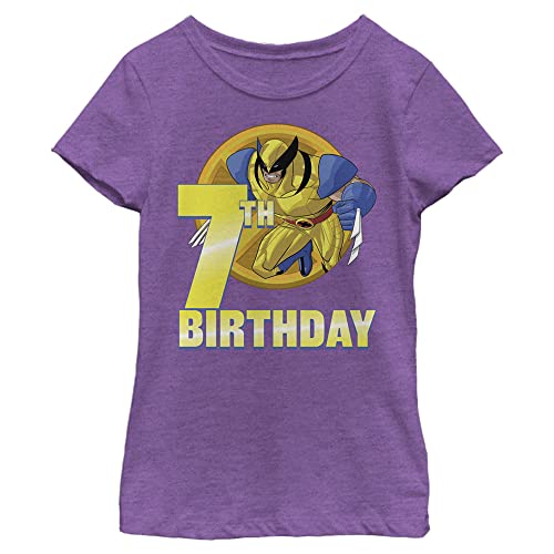 Marvel Little, Big Classic 7th Clawed Birthday – Camiseta de manga corta para niñas, Morado Berry, M