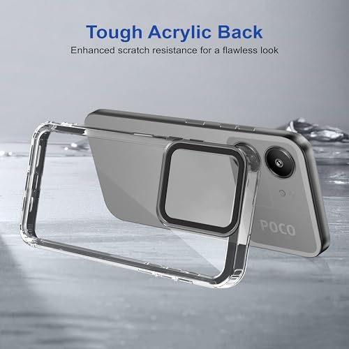 Image of Zapcase Back Case Cover for Poco C65 | Compatible for Poco C65 Back Cover | Case Cover with Camera Protection | (TPU + PC | Translucent Black)