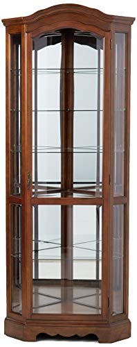 5-Shelf Corner Curio Cabinet Medium Brown and Clear - Thumbnail 5