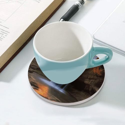Dessous de verre rond céramique motif cascade antidérapant absorbant pour table basse - 6