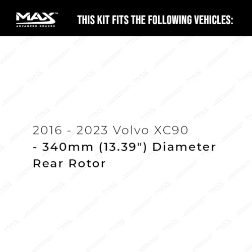 Image of Max Advanced Brakes Rear Brake Kit Compatible With 2016 2017 2018 2019 2020 2021-2023 Volvo XC90 w /13.39 inch Rear Rotor Replacement Geomet Coated OE Disc Brake Rotors and Ceramic Brake Pads