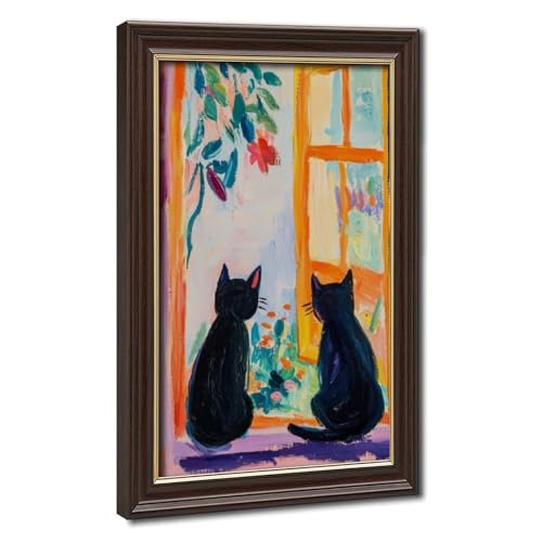 Autocollant fenetre chat noir deco murale salon et chambre vintage