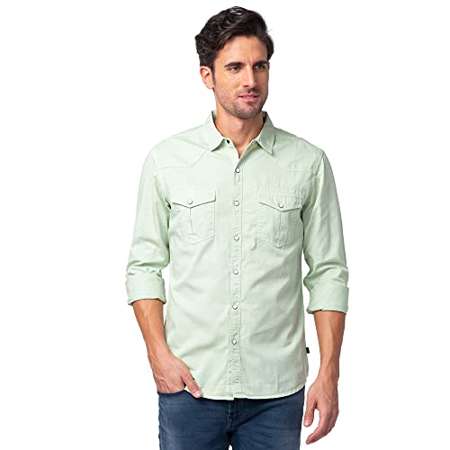 Image of Spykar Men's Slim Fit N /A Full Sleeve Solid Casual Shirts