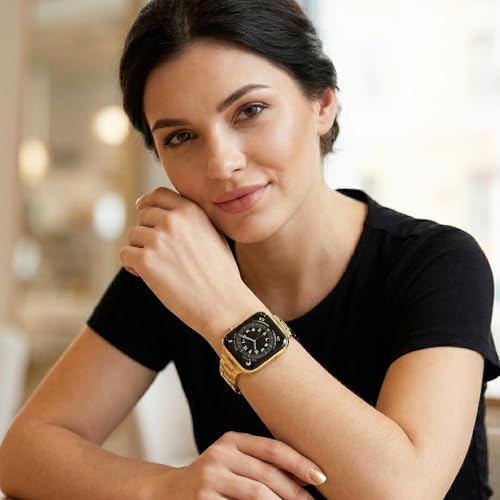 Image of Slim Stainless Band for Apple Watch Series 11-1 /SE, Ultra 3-1 | Compatible with 49 /46 /45 /44 /42 /41 /40 /38mm, Jewelry Office Dressy Metal iWatch Strap for Women, Lightweight Two-tone Bracelet