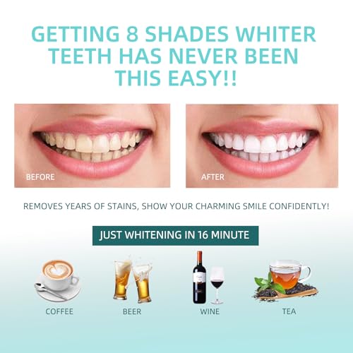 Teeth Whitening Kit with 32xLED Light Professional Complete at Home Smart Phone Whitening System - Best Tooth Whitener Gel Refill - Safely Connected with iPhone/Android/USB for Home Use - Thumbnail 7