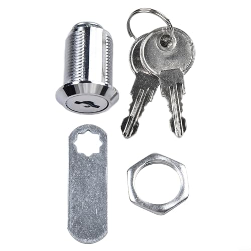 Vibsky Juego de cerradura de leva para cajón de escritorio, armario, buzón de 16 a 30 mm de diámetro con 2 llaves extraíbles en posición bloqueada